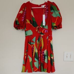 House of Harlow 1960 Red Dress with Floral Accents